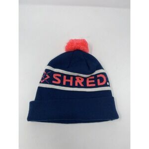 Shred Optics Woodside Beanie Winter Hat Navy/Rust Pom Pom‎ OSFM